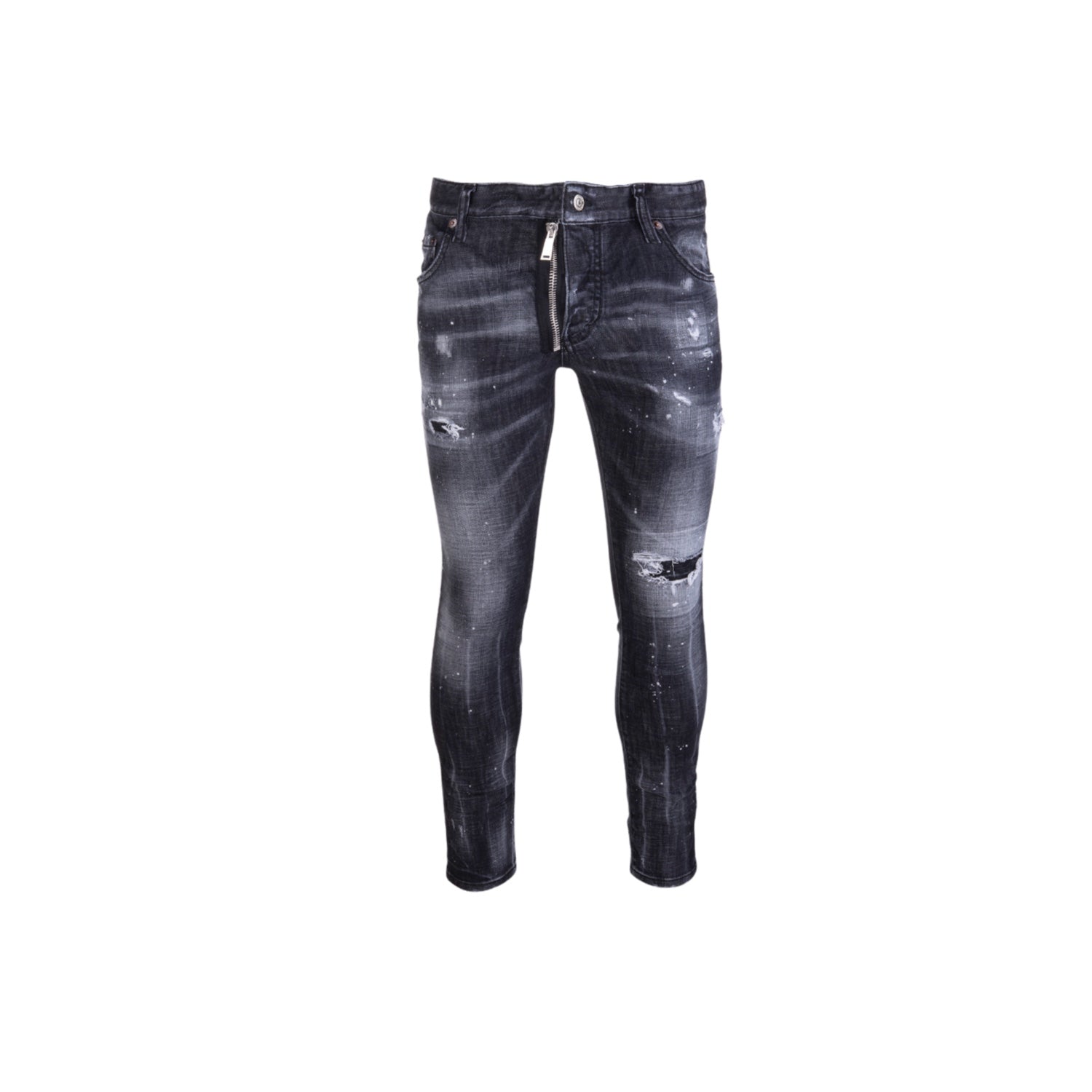 Dsquared Black Powder zip Wash Skater Jeans